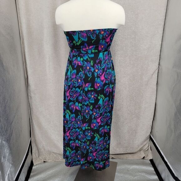 Beverly Drive Black Neon Florals Dress Skirt Swim cover-up Women's Plus Size - Picture 5 of 11